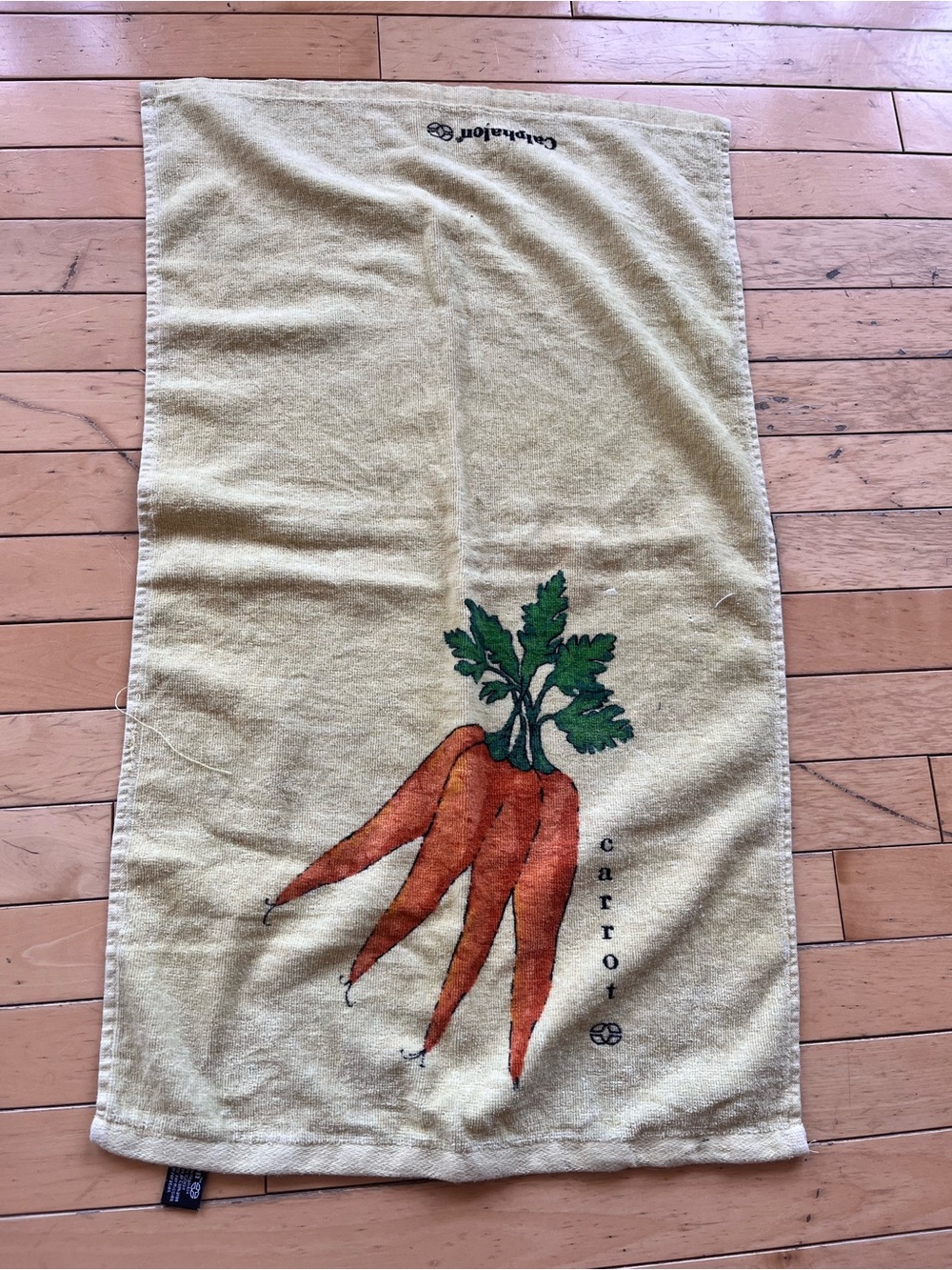 Calphalon Yellow Kitchen Towel with Carrot Illustration